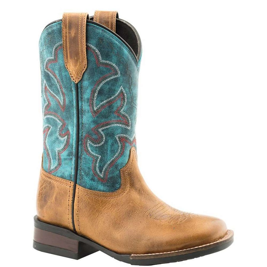 Boots * | Roper Footwear Kids Tan Burnished Leather Vamp Cowboy Boot