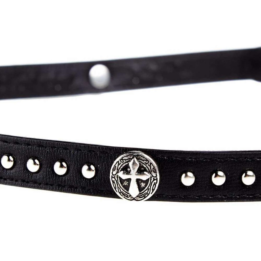 Hat Care & Accessories * | Rodeo King Black Hat Band With Cross Conchos