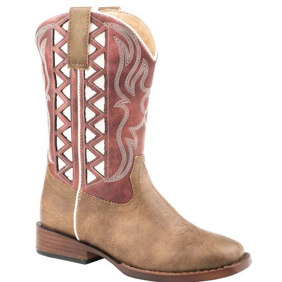 Boots * | Roper Footwear Kids Brown Vamp Red Zig Zag Boot