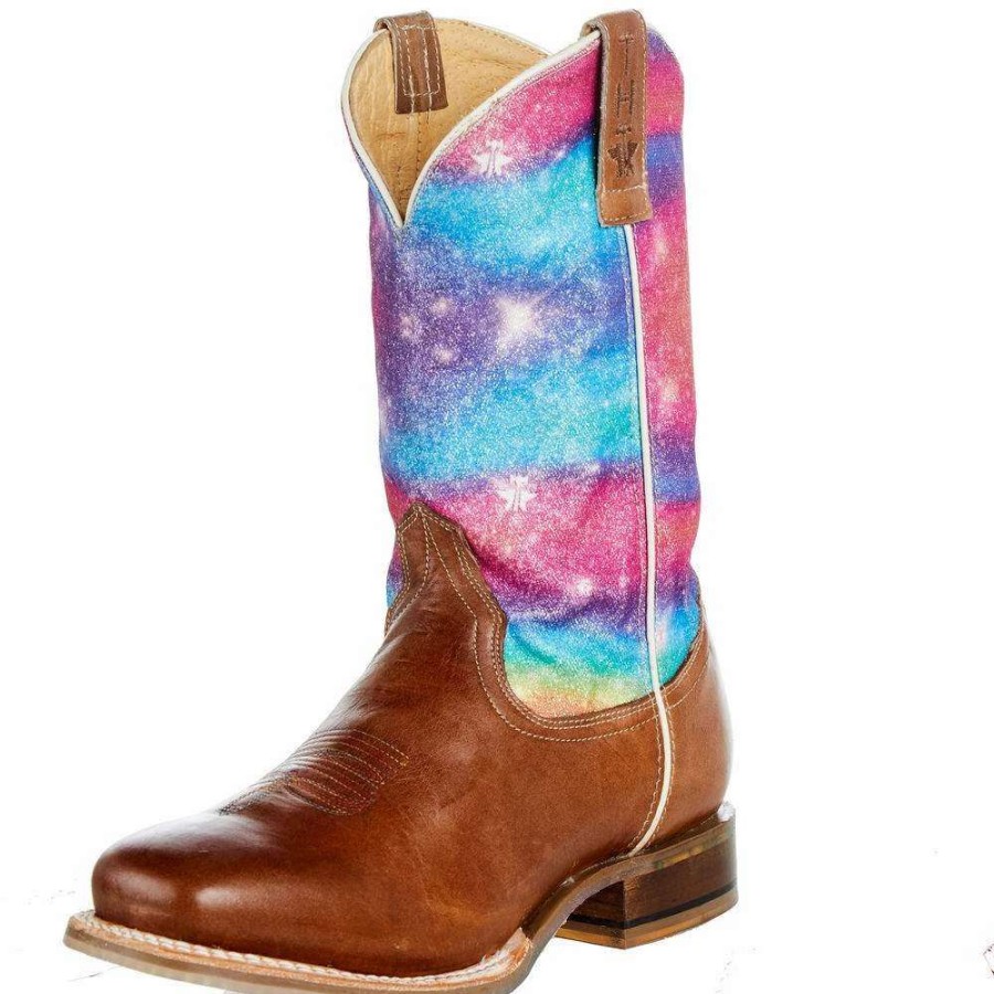 Boots * | Tin Haul Footwear Youth Rainbow Sparkles Cowgirl Boot