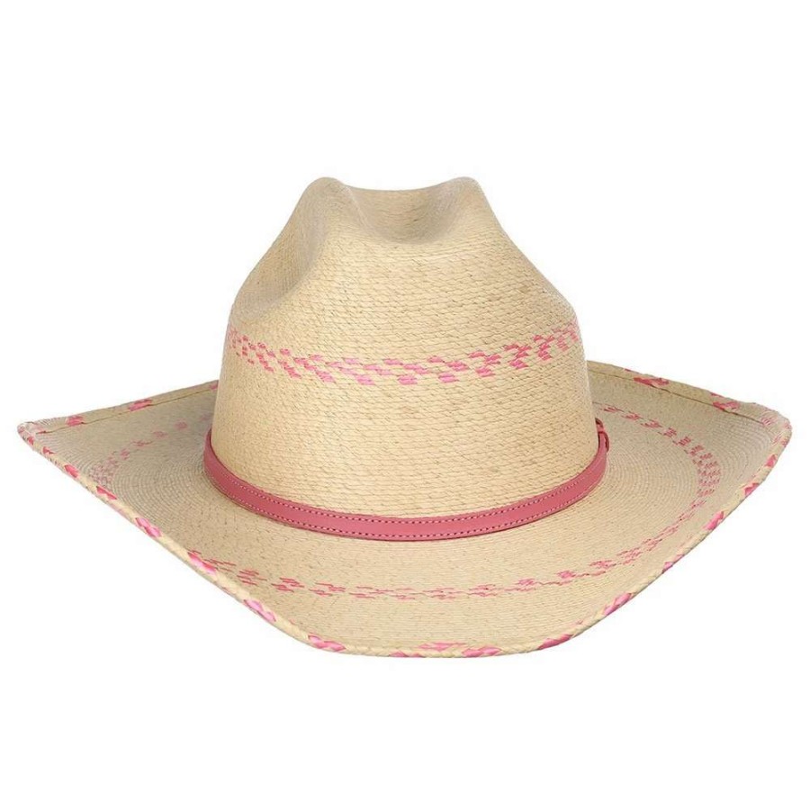 Kids' Cowboy Hats * | Atwood Hats Pink Pinto Palm Leaf Kid'S Hat