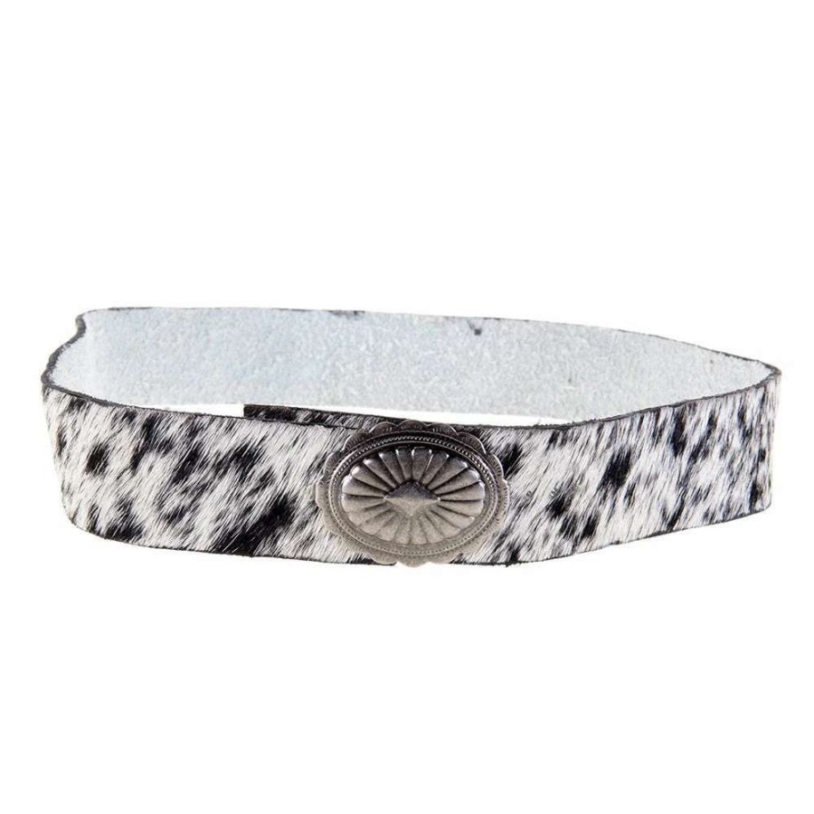 Hat Care & Accessories * | Austin Accent, Inc. Austin Accent Inc. Black And White Hair On Hat Band With Oval Concho