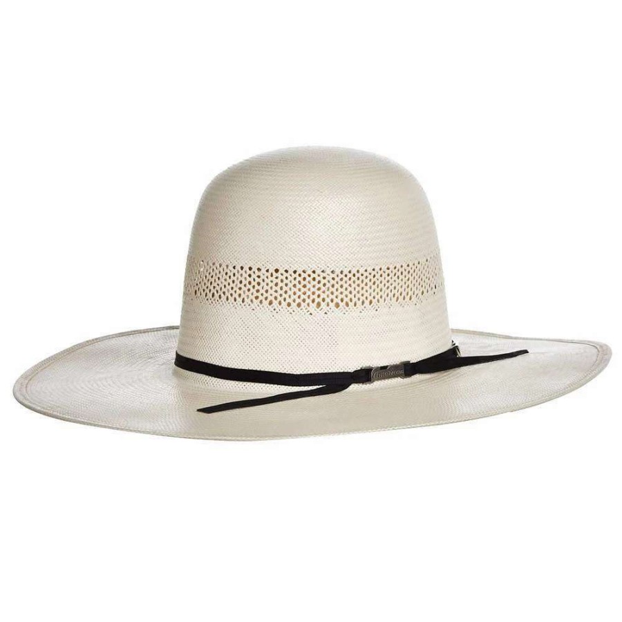 Straw Cowboy Hats * | American Hats 20 Star Premium Shantung Open Crown Two Cord Black Band 4-1/4In. Cowboy Hat