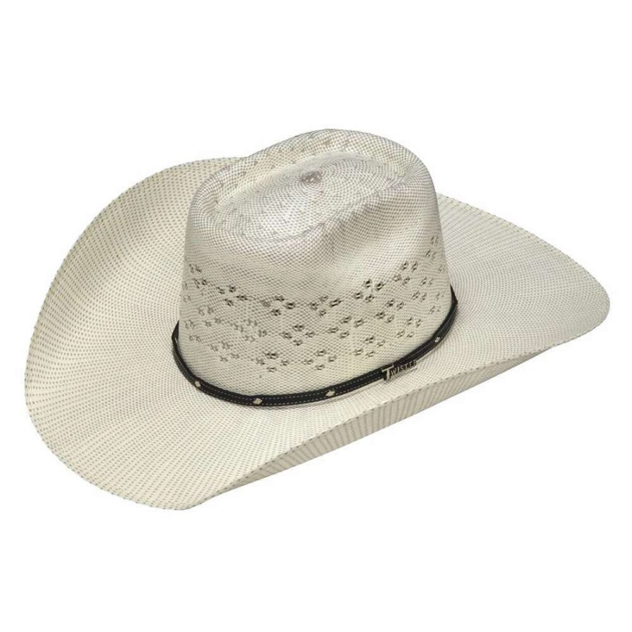 Straw Cowboy Hats * | Mf Western Products Twister Bangora Ivory And Grey 4 1/4In. Brim Cowboy Hat