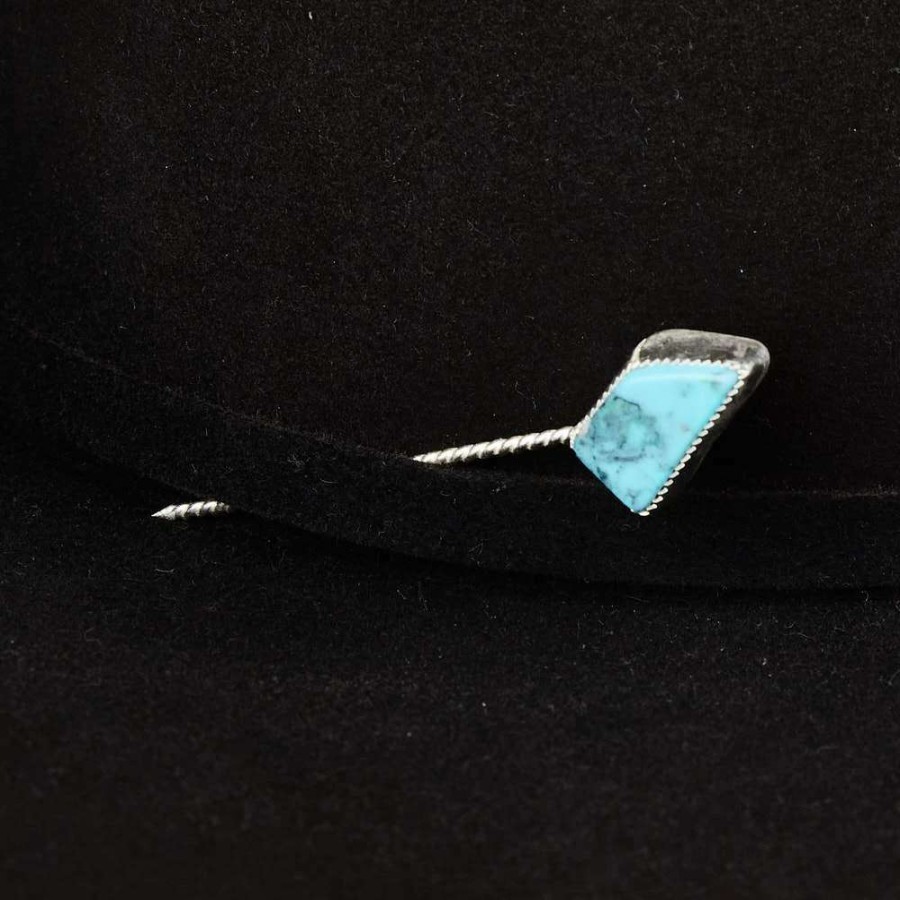 Hat Care & Accessories * | T5 Silver Medium To Large Turquoise Stone Metal Toothpick And Hat Accessory