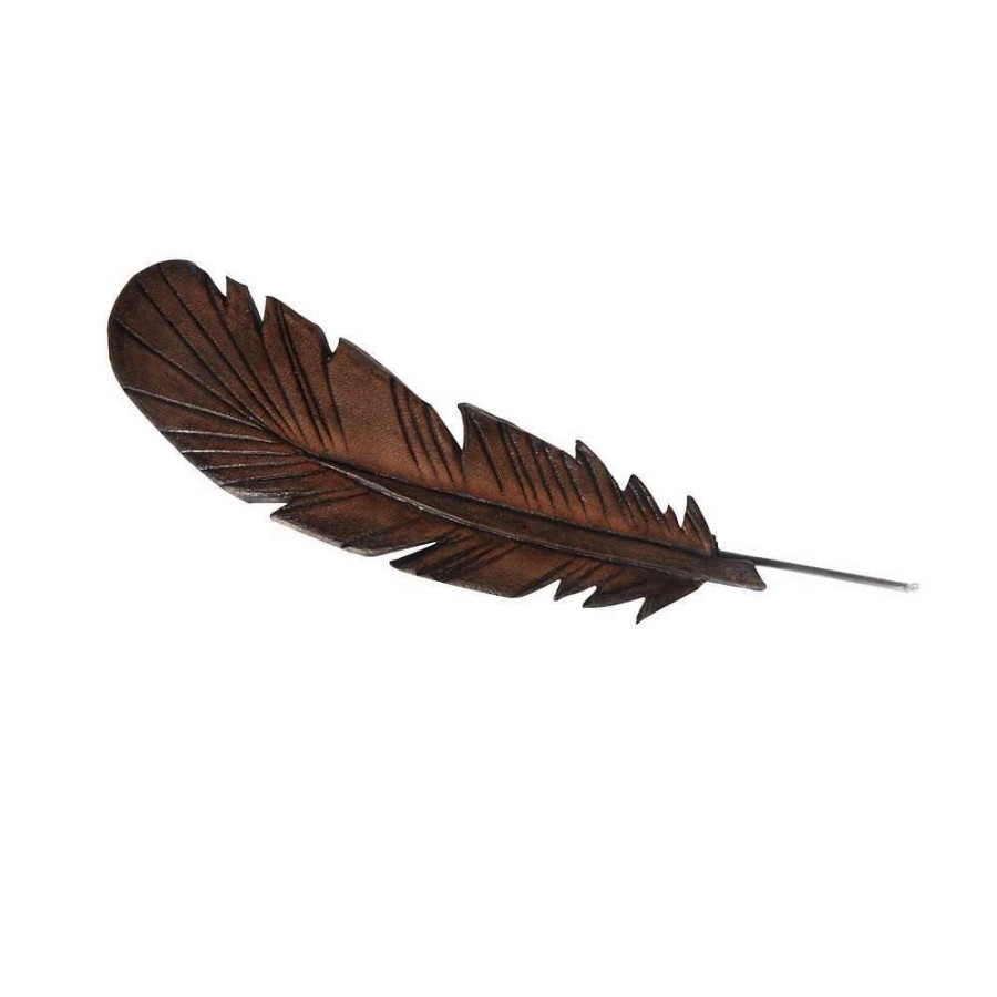 Hat Care & Accessories * | A Cowpokes Crown Leather Tooled Feather Hat Accessory