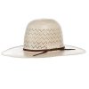 Straw Cowboy Hats * | American Hats Ahc 6200 Fancy Weave Fancy Vent Ivory And Tan 4 1/4In. Brim Round Oval Open Crown Cowboy Hat