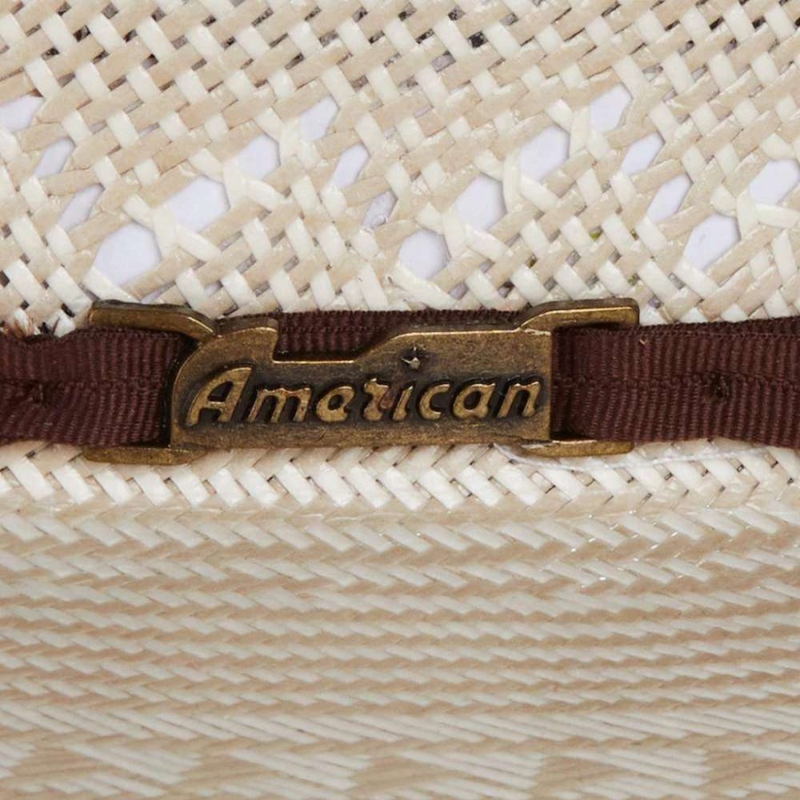 Straw Cowboy Hats * | American Hats Ahc 6200 Fancy Weave Fancy Vent Ivory And Tan 4 1/4In. Brim Round Oval Open Crown Cowboy Hat