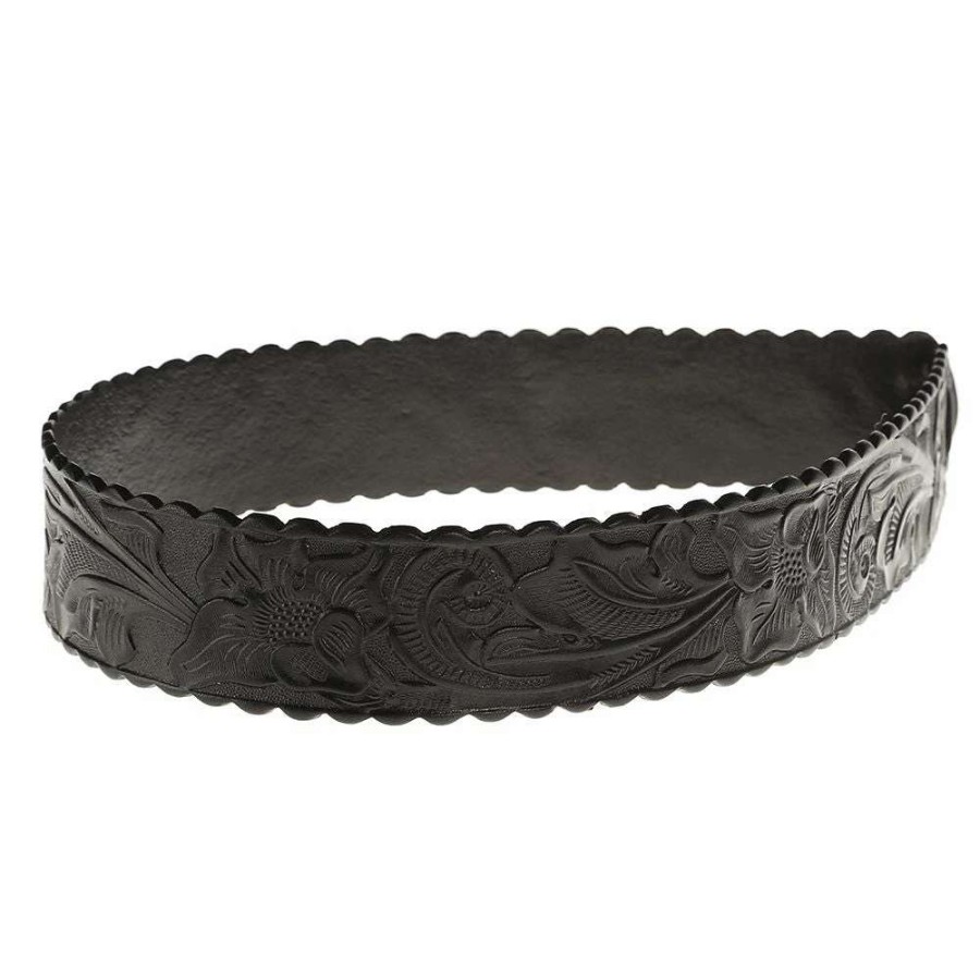 Hat Care & Accessories * | Austin Accent, Inc. Austin Accent 1-1/2In. Black Floral Leather W/Tie Hat Band