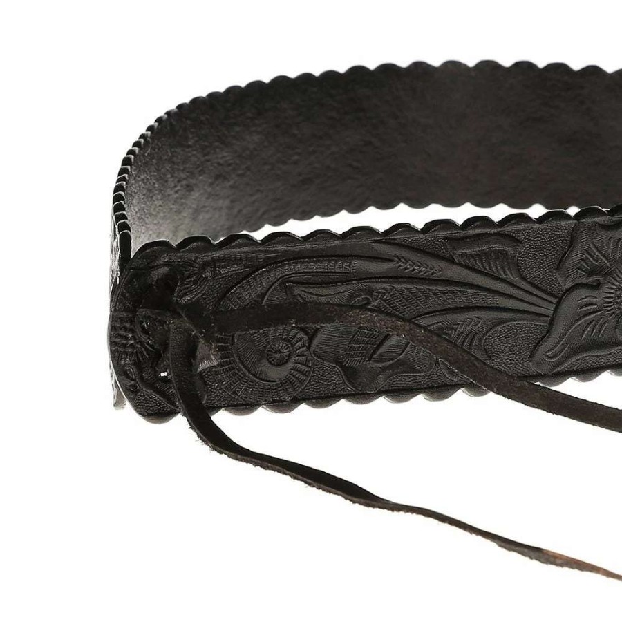 Hat Care & Accessories * | Austin Accent, Inc. Austin Accent 1-1/2In. Black Floral Leather W/Tie Hat Band