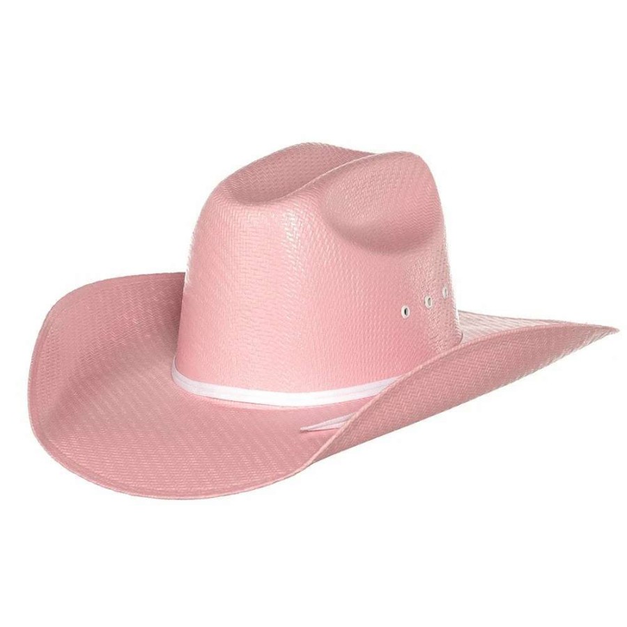 Kids' Cowboy Hats * | Mf Western Products Youth M+F Twister Pink Cattlemans Crease Straw Hat