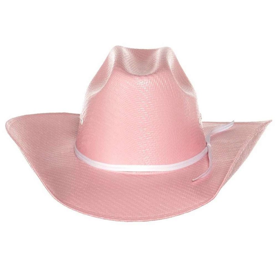 Kids' Cowboy Hats * | Mf Western Products Youth M+F Twister Pink Cattlemans Crease Straw Hat