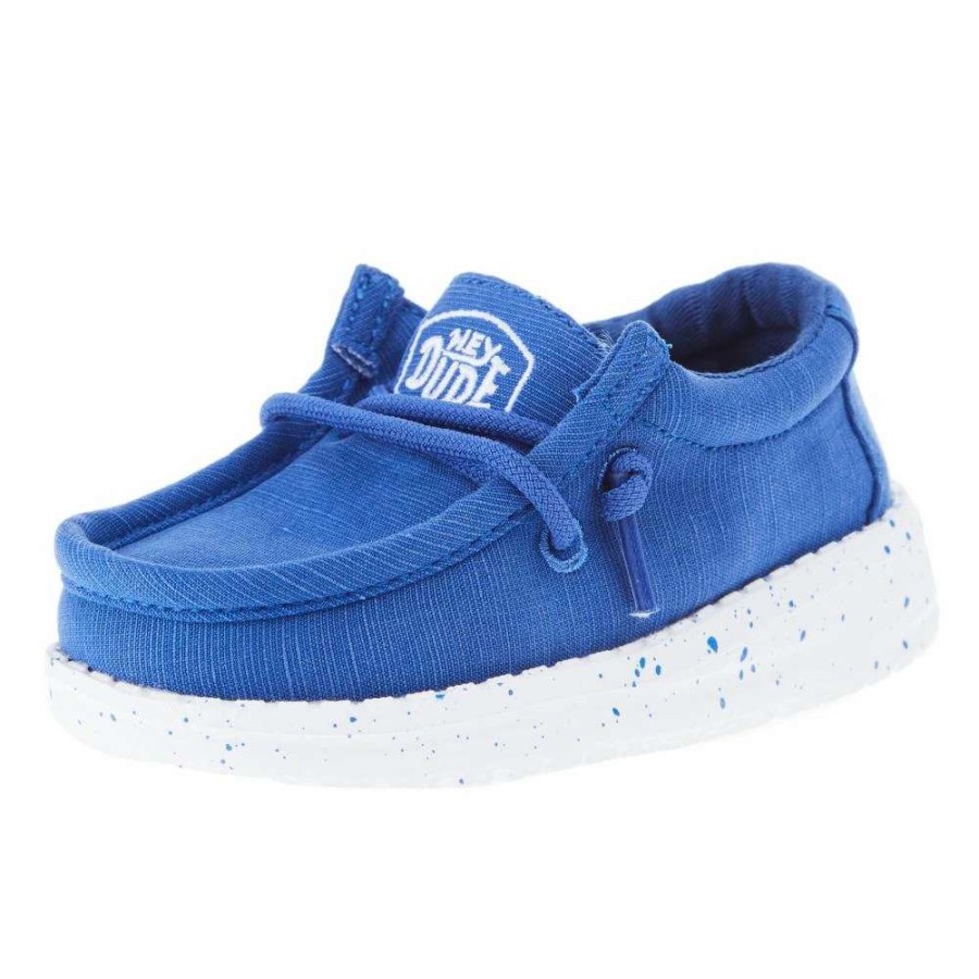 Boots * | Heydude Toddler Hey Dude Wally Slub True Blue Canvas Casual Shoe