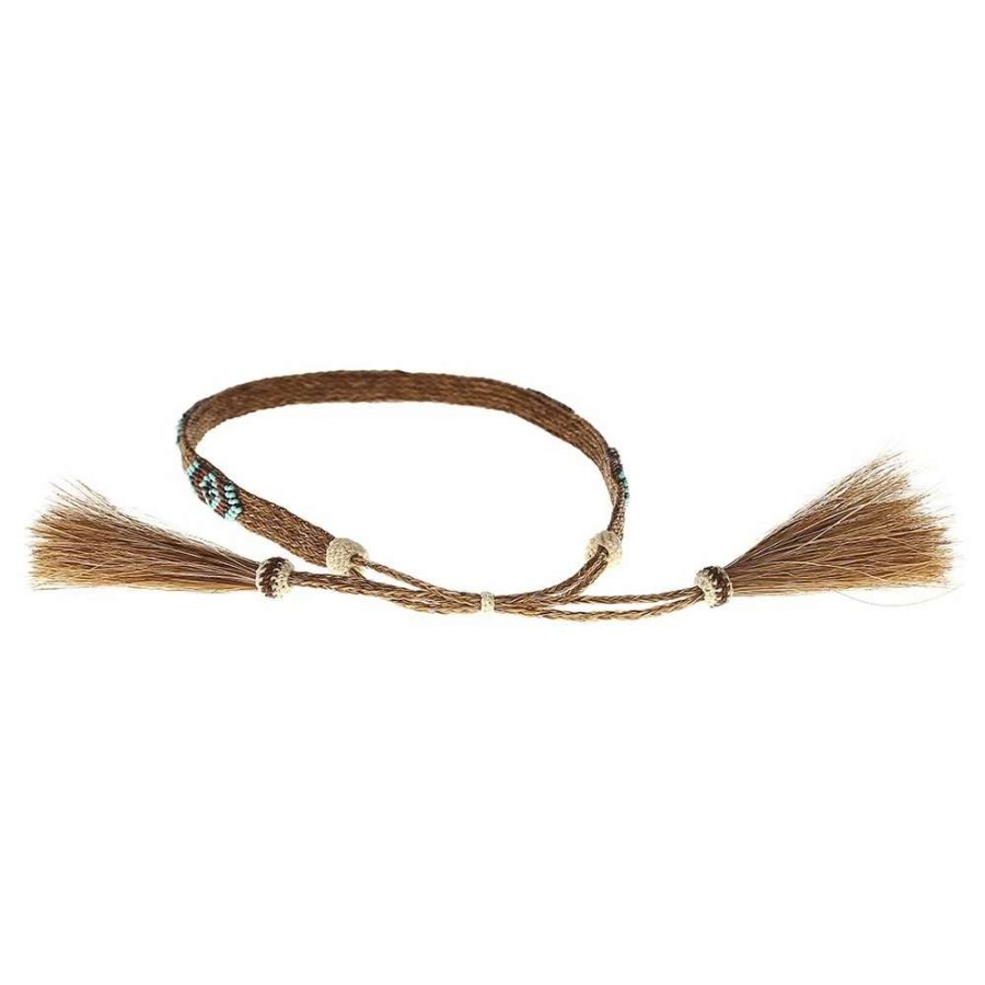 Hat Care & Accessories * | Austin Accent, Inc. Austin Accent Inc. Horsehair 5 Strand W/Bead Brown Hat Band