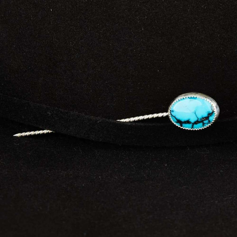 Hat Care & Accessories * | T5 Silver Toothpick With Small Turquoise Stone And Hat Accessory