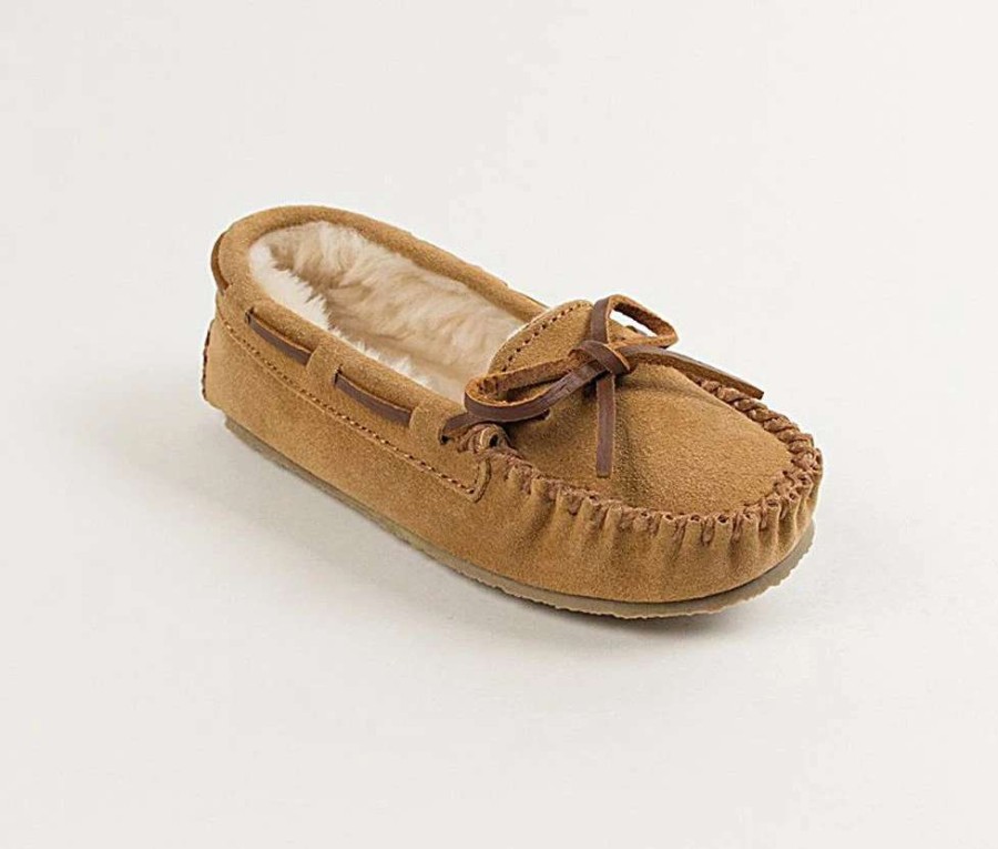 Boots * | Minnetonka Kids Cassie Cinnamon Suede Slipper