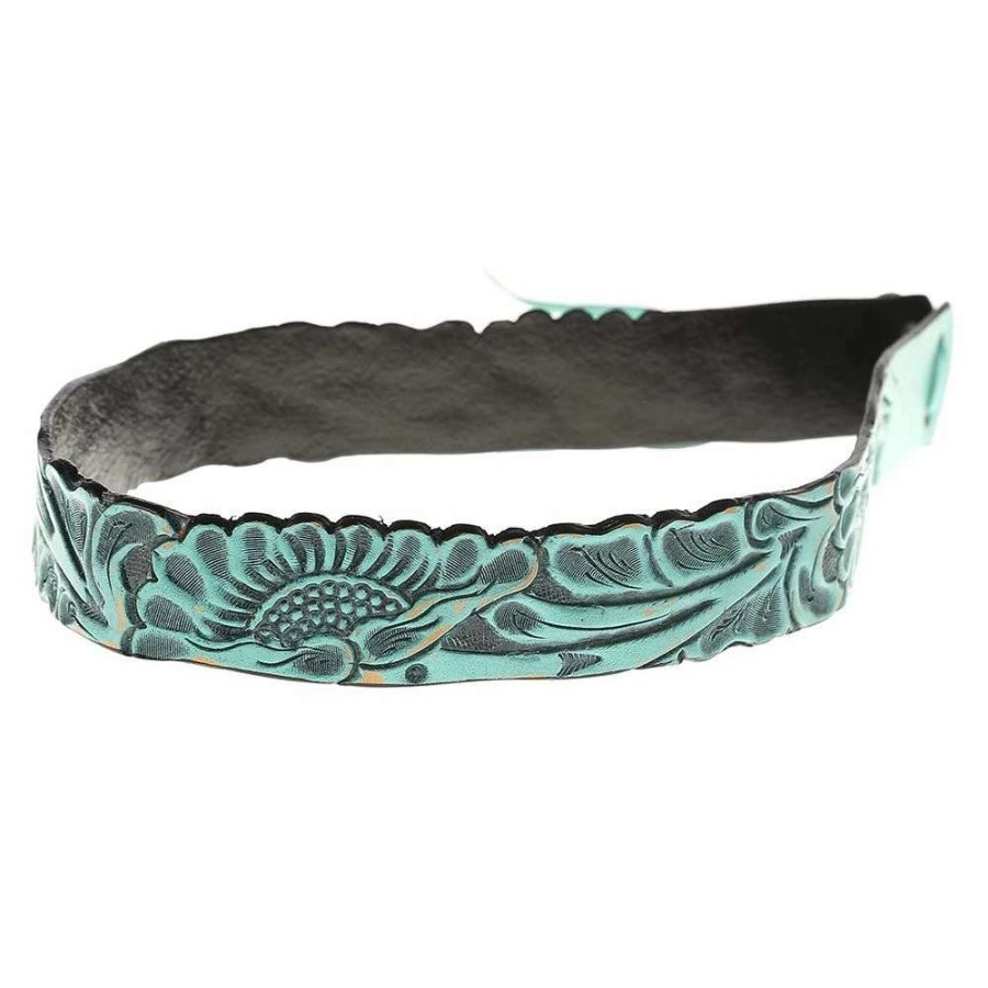 Hat Care & Accessories * | Austin Accent, Inc. Austin Accent Inc. 1 /8In. Turquoise Leather Floral W/Tie Hat Band