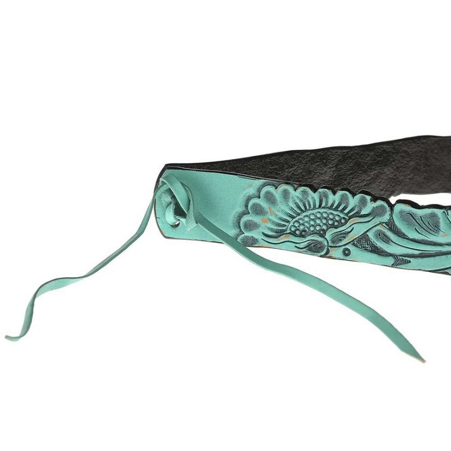 Hat Care & Accessories * | Austin Accent, Inc. Austin Accent Inc. 1 /8In. Turquoise Leather Floral W/Tie Hat Band