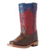 Boots * | Olathe Boot Company Youth Toast Bison-Red And Blue Spider Web Boot