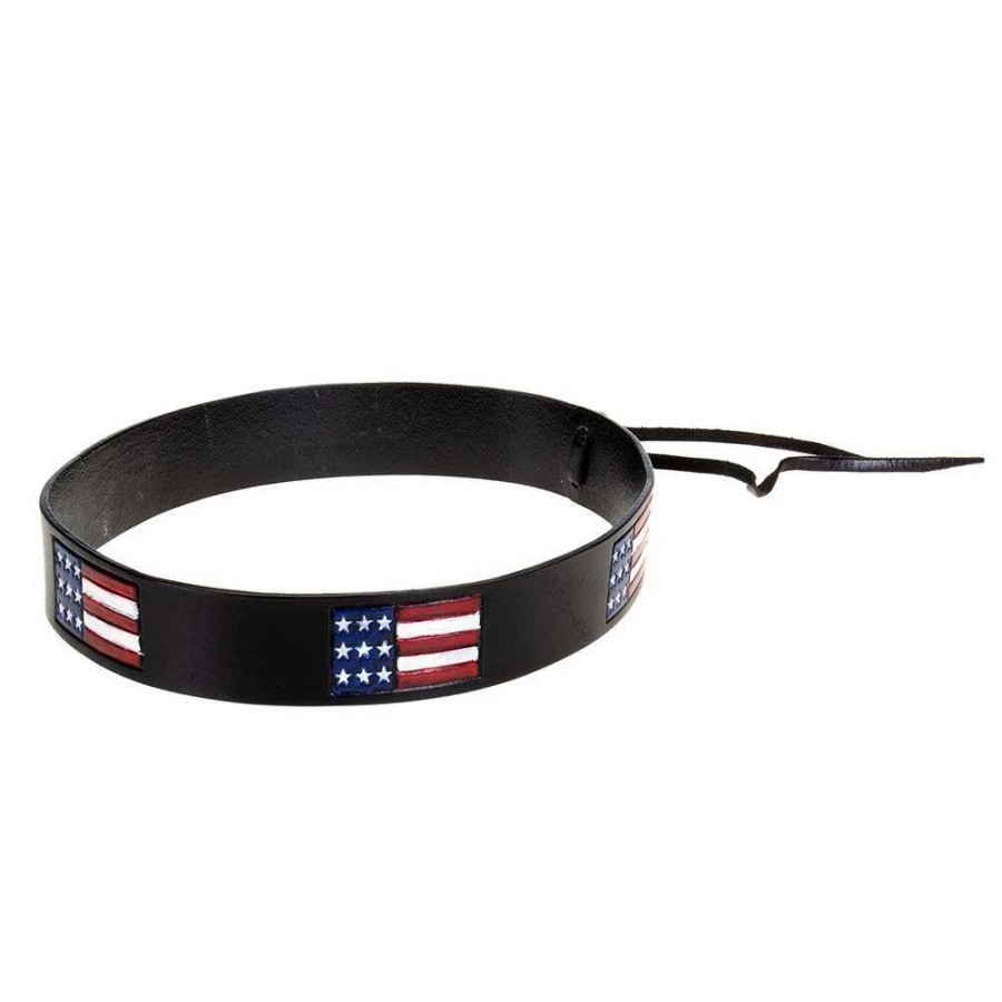 Hat Care & Accessories * | Austin Accent, Inc. Austin Accent Inc. Black Leather American Flag Hat Band