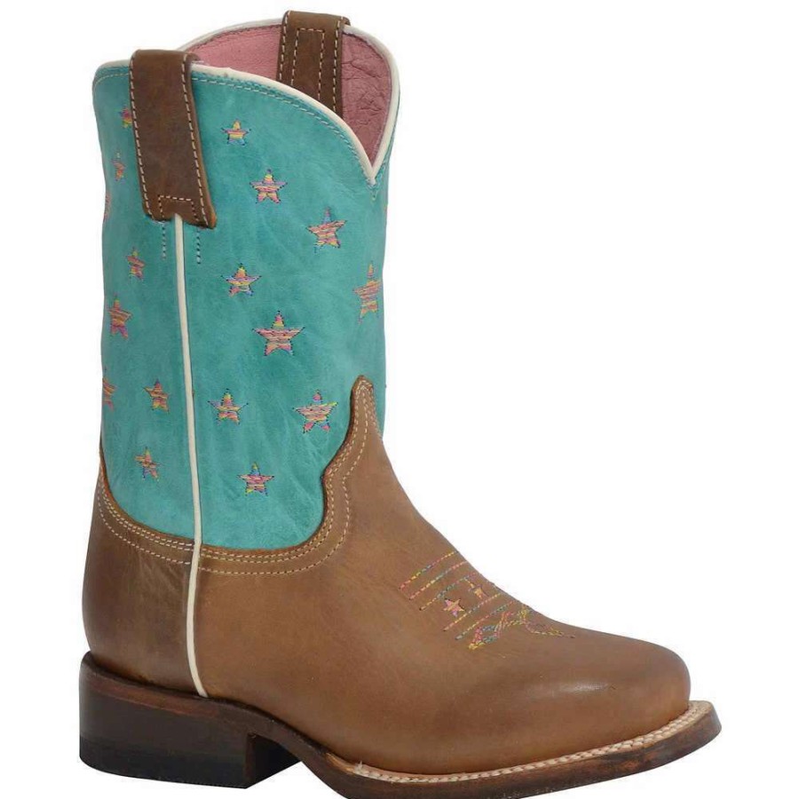 Boots * | Roper Youth Stars Leather Sole 10In. Shaft Cowgirl Boot