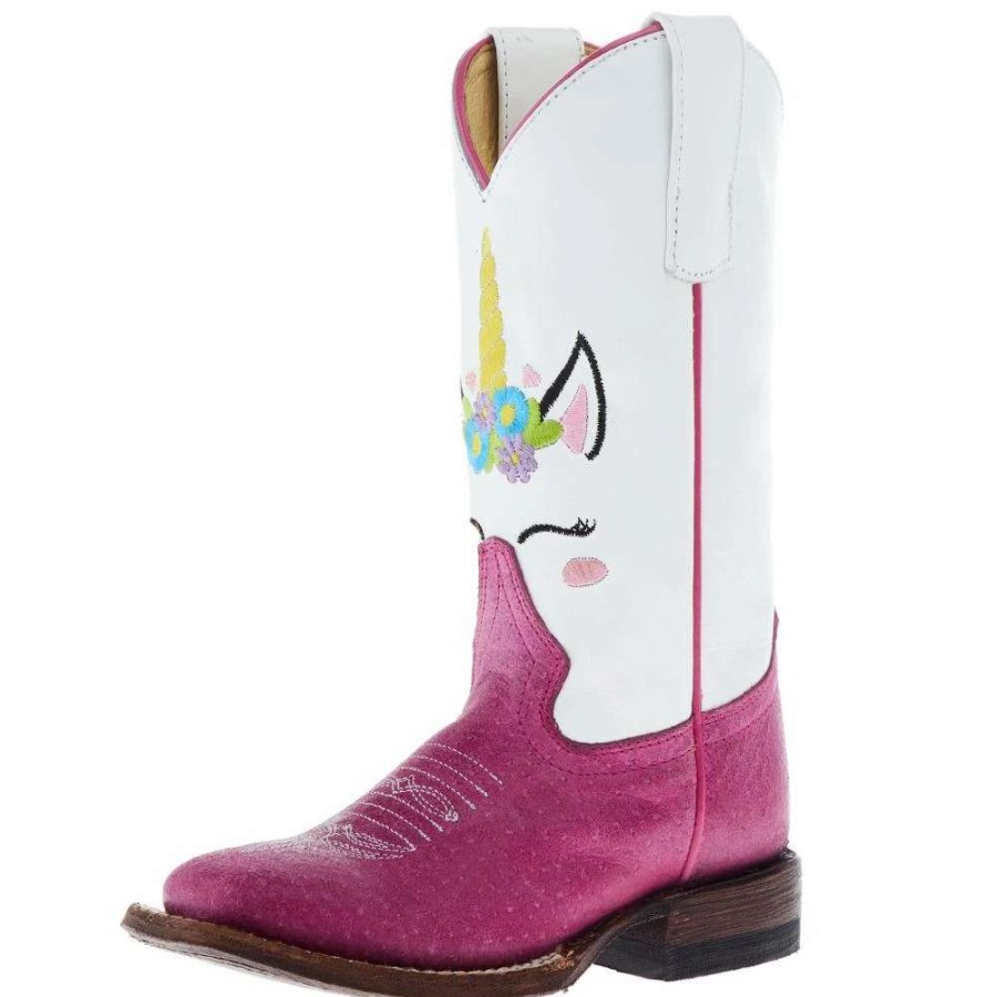 Boots * | Macie Bean Kid`S Pink Sinsation White Glove Square Toe Boot