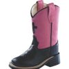 Boots * | Old West Toddler Old West Black And Hot Pink Cross Cowgirl Boot